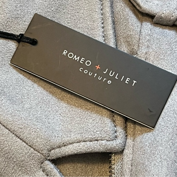 NWT Romeo & Juliet Couture Light Grey Suede Moto Jacket - Size M - Picture 8 of 11